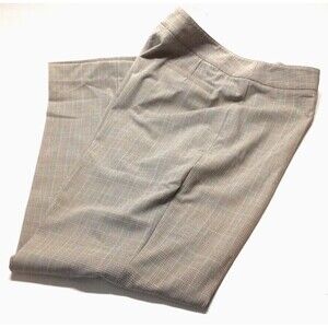 Rafaella Women SZ 10 Window Pane Plaid Gray Brown Flat Front Slacks Back Pockets